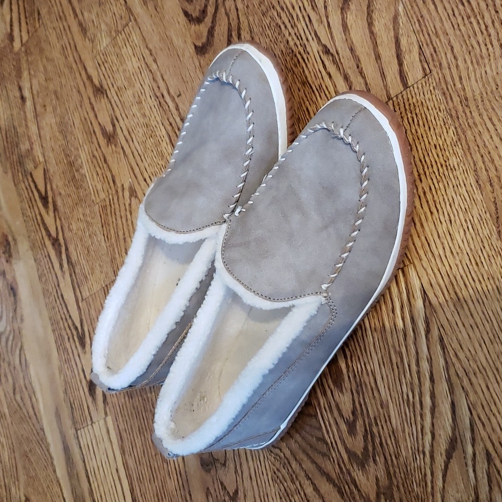 (7½M) JBU JAMBU Leather Shearling Slip On Loungewear Home Comfortable Luxury